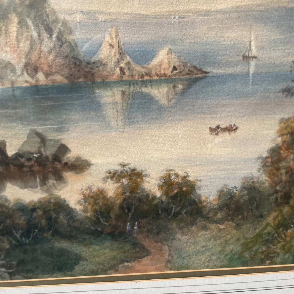 Italian Coastal scene in watercolour by Charles Jones Way (1834-1919) View VIII