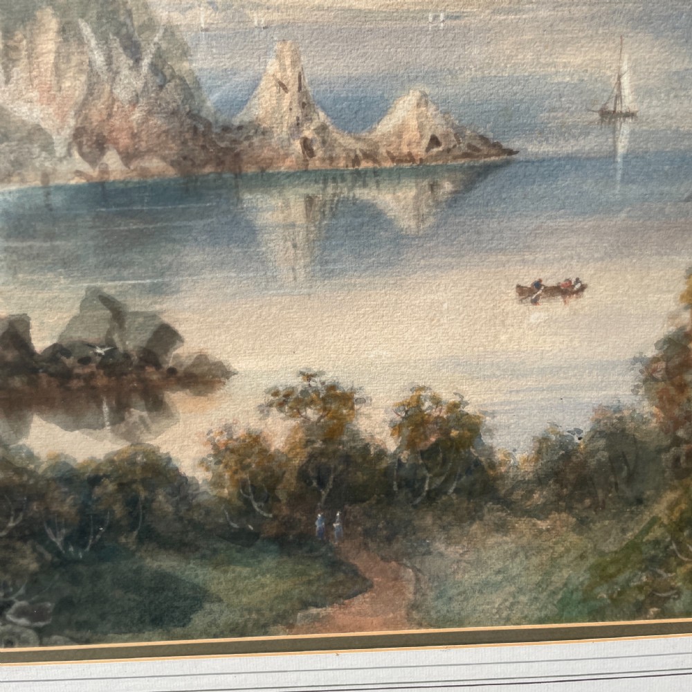 Italian Coastal scene in watercolour by Charles Jones Way (1834-1919) View IX