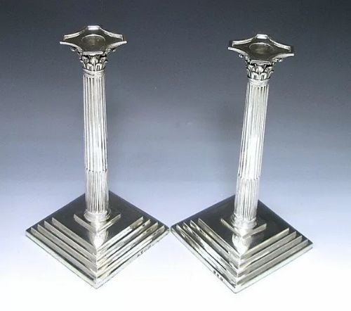 Pair of George III Antique Silver Candlesticks made in 1763