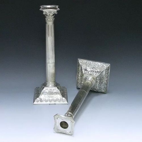 Pair of George III Antique Silver Candlesticks made in 1769