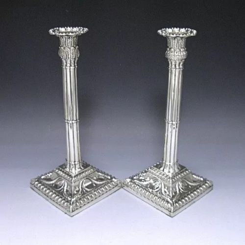 Pair of George III Antique Silver Candlesticks made in 1771
