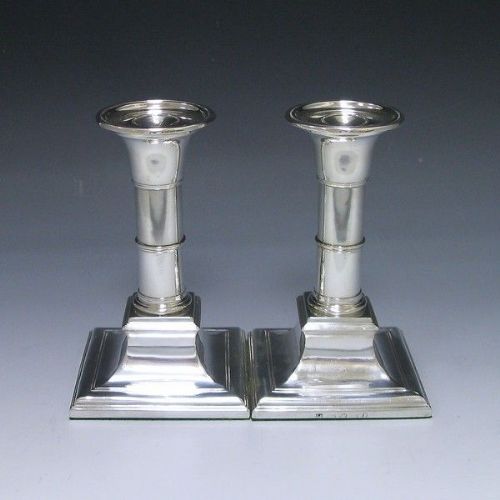 Pair of George III Antique Silver Rare Telescopic Candlesticks made in 1798
