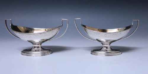 Pair of George III Antique Silver Salt Cellars made in 1798
