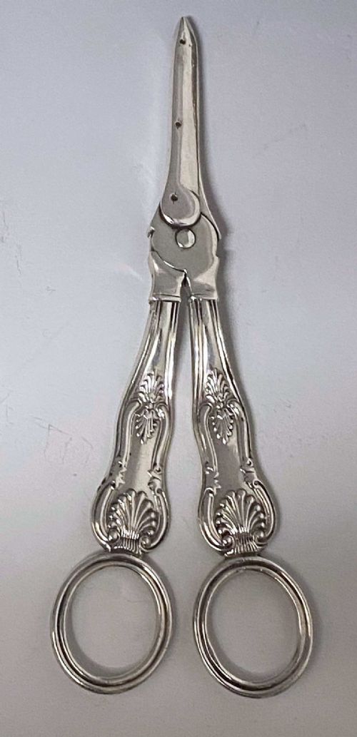 Pair of George IV Antique Silver Kings Pattern Grape Scissors made in 1829