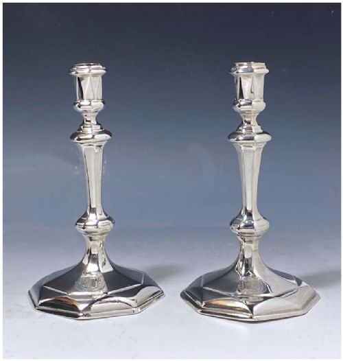 A Matched Pair of Early Eighteenth Century Antique Silver Candlesticks made in 1714 /1737