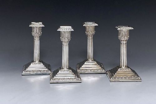 Set of Four Antique Silver Victorian Candlesticks made in 1880/1