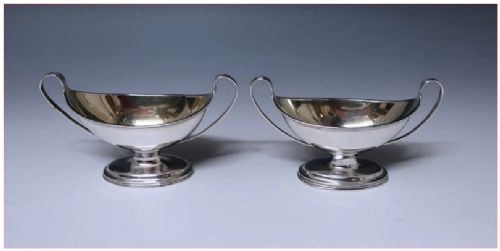 Pair of George III Antique Silver Salt Cellars made in 1792