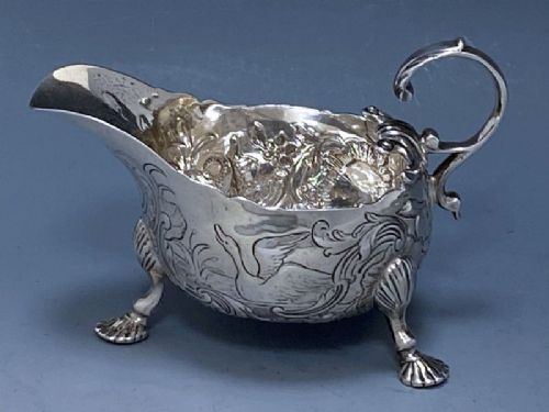 Antique Silver George II Irish Sauce Boat made in c.1750