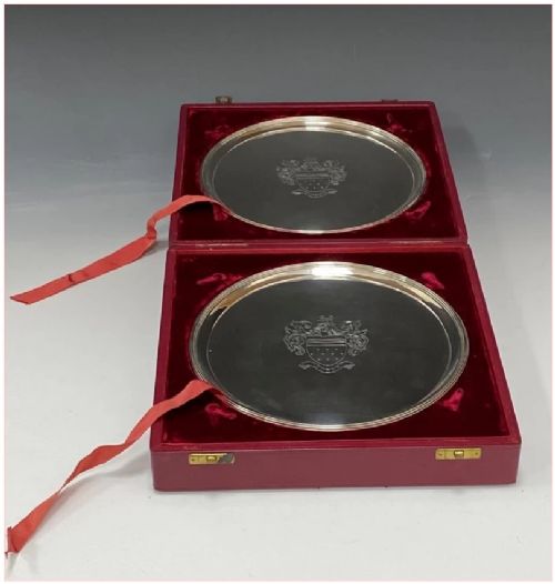 Pair of George III Antique Silver Salvers made in 1792