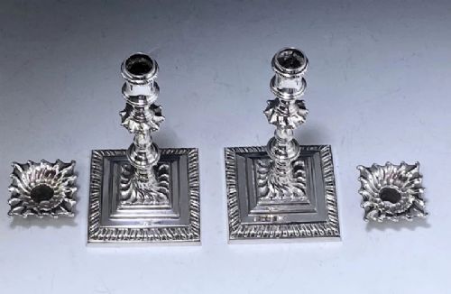 Pair of Early George III Style Sterling Silver Tapersticks made in 1964