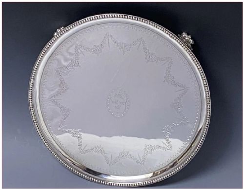 Antique Silver George III Scottish Salver made in 1788, a baptismal gift to Lt Col Alexander Barton who later fought at Waterloo
