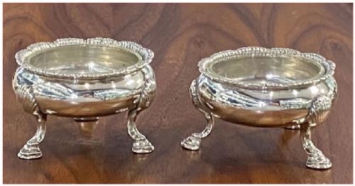 Pair of George II Antique Silver Salt Cellars made in 1755