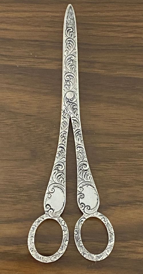 Pair of Victorian Antique Silver Grape Scissors made in 1888