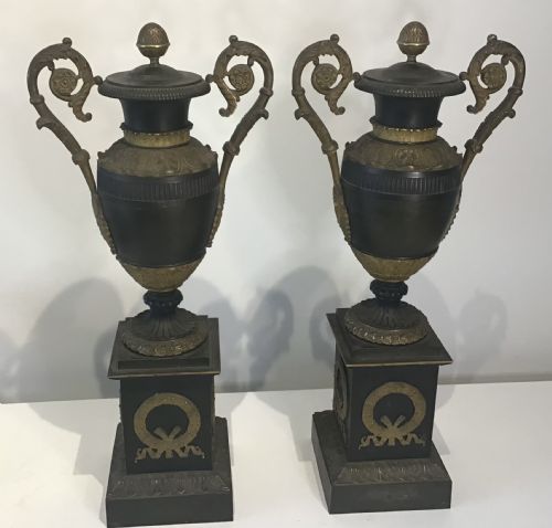 large pair of empire bronze and ormolu cassolettes - CATEGORY: ANTIQUE METAL - DATED REGENCY