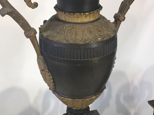 LARGE PAIR OF EMPIRE BRONZE AND ORMOLU CASSOLETTES - ADDITIONAL PHOTO 1