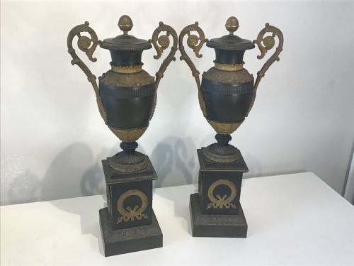 LARGE PAIR OF EMPIRE BRONZE AND ORMOLU CASSOLETTES - ADDITIONAL PHOTO 4