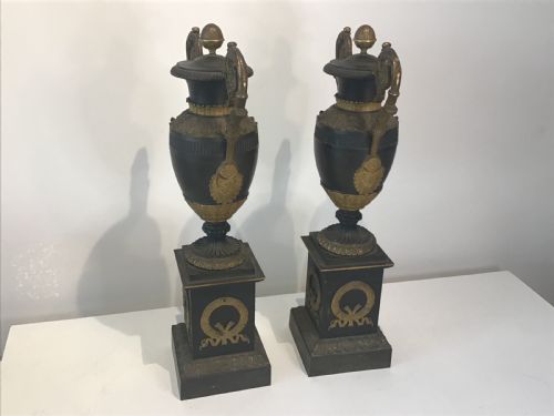LARGE PAIR OF EMPIRE BRONZE AND ORMOLU CASSOLETTES - ADDITIONAL PHOTO 5