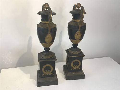 LARGE PAIR OF EMPIRE BRONZE AND ORMOLU CASSOLETTES - ADDITIONAL PHOTO 6