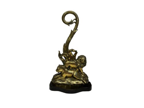 brass and iron doorstop - CATEGORY: ANTIQUE MISCELLANEOUS - DATED 19TH CENTURY