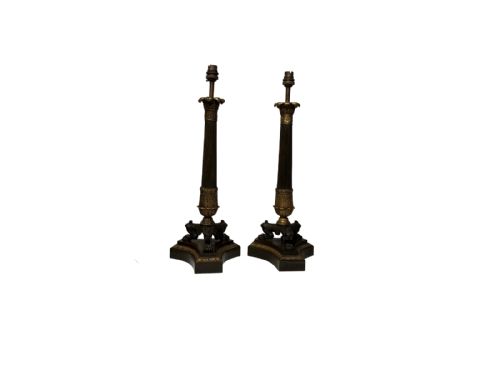 bronze and gilt lamps - CATEGORY: ANTIQUE LIGHTING - DATED 19TH CENTURY