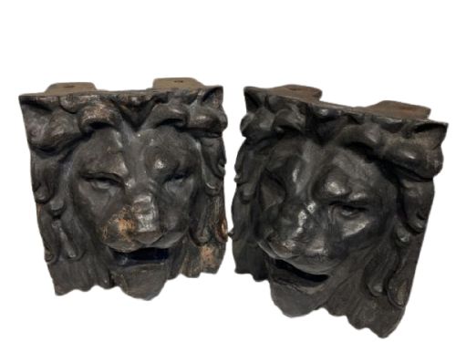 PAIR OF CAST IRON LION FACES - ADDITIONAL PHOTO 1