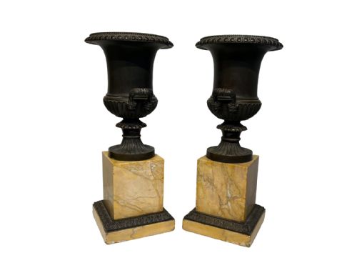 BRONZE AND SIENNA MARBLE URNS - ADDITIONAL PHOTO 1