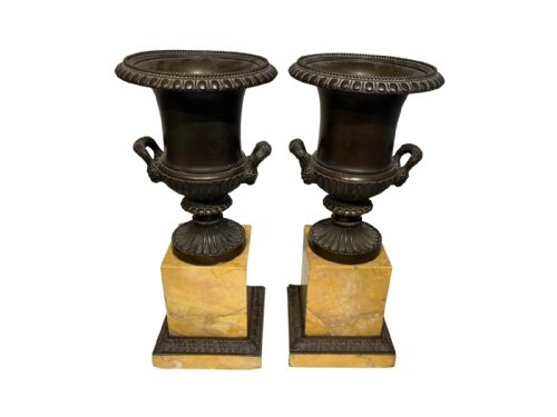 BRONZE AND SIENNA MARBLE URNS - ADDITIONAL PHOTO 2