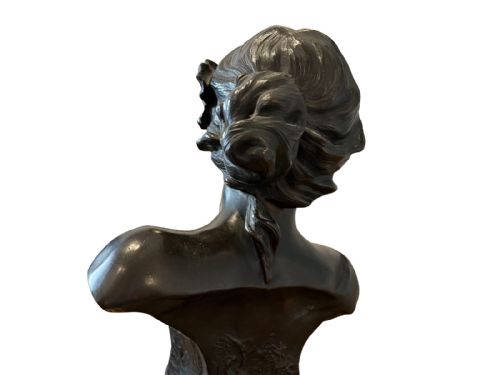 ART NOUVEAU BRONZE BUST OF LADY - ADDITIONAL PHOTO 5