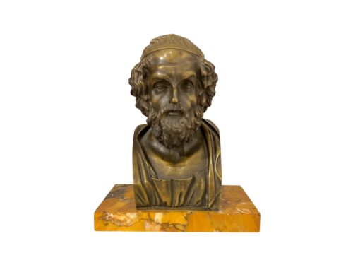 bronze library bust of homer - CATEGORY: ANTIQUE METAL - DATED 19TH CENTURY