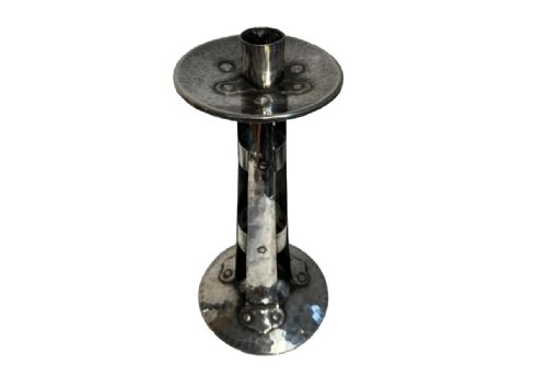 ARTS AND CRAFTS CANDLESTICKS SILVER PLATED ON COPPER - ADDITIONAL PHOTO 3