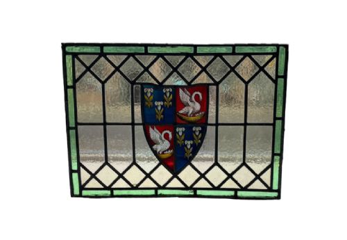 stained glass panel cambridge university - CATEGORY: ANTIQUE MISCELLANEOUS - DATED EDWARDIAN