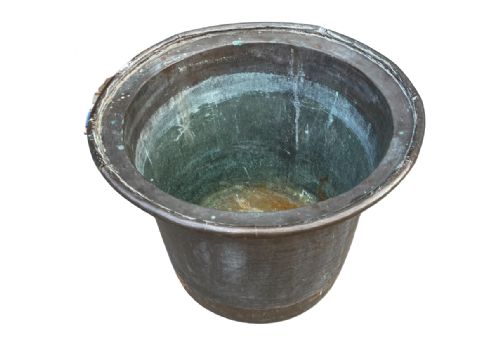 LARGE ANTIQUE COPPER POT PLANTER HEAVY GAUGE - ADDITIONAL PHOTO 1