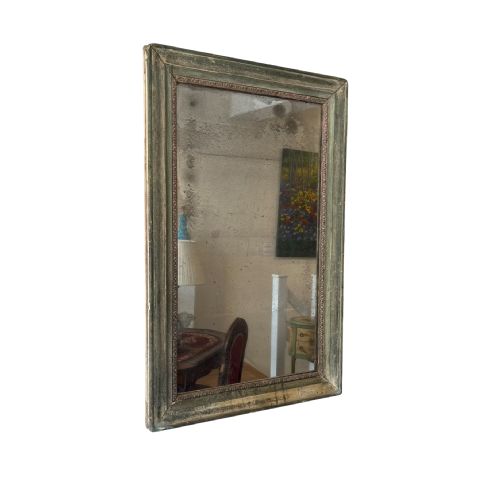 19th century french green painted mirror - CATEGORY: ANTIQUE MIRRORS - DATED 19TH CENTURY