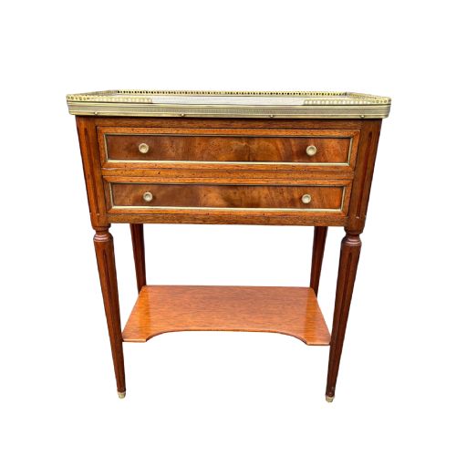 PAIR OF LOUIS XVI STYLE MAHOGANY BEDSIDE TABLES - ADDITIONAL PHOTO 2