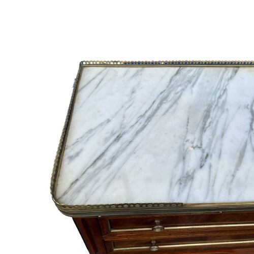 PAIR OF LOUIS XVI STYLE MAHOGANY BEDSIDE TABLES - ADDITIONAL PHOTO 4
