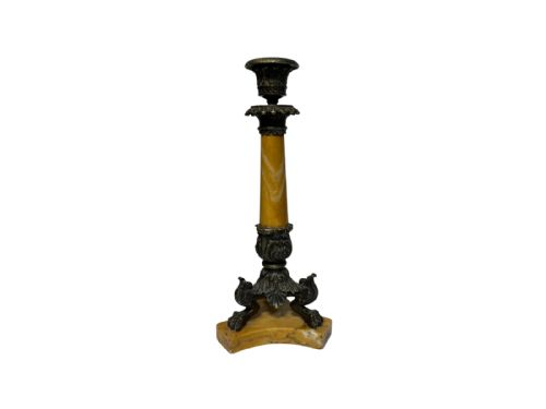 SIENNA MARBLE AND BRONZE CANDLESTICKS - ADDITIONAL PHOTO 1