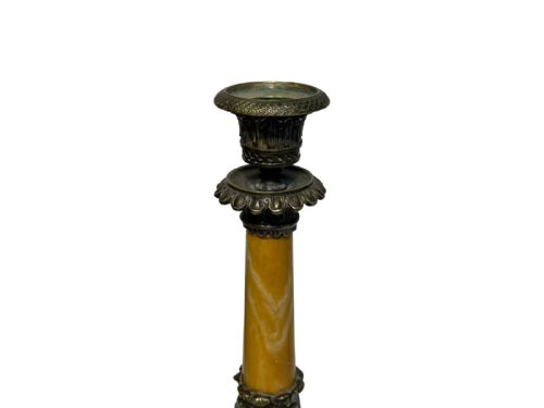 SIENNA MARBLE AND BRONZE CANDLESTICKS - ADDITIONAL PHOTO 2