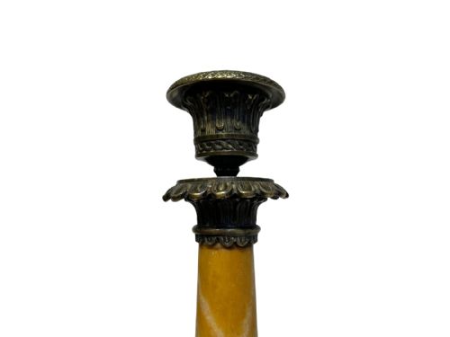 SIENNA MARBLE AND BRONZE CANDLESTICKS - ADDITIONAL PHOTO 3