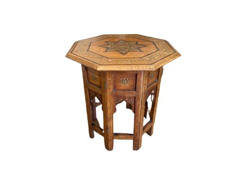 indian hoshiarpur inlaid octagonal occasional table - CATEGORY: ANTIQUE TABLES - DATED 1920