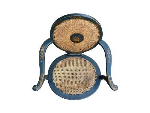 PAIR OF TEAL BLUE EDWARDIAN CHINOISERIE DECORATED ARMCHAIRS - ADDITIONAL PHOTO 1