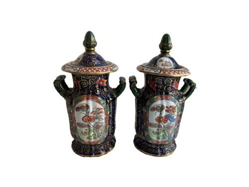 large pair of masons ironstone vases - CATEGORY: ANTIQUE VASES - DATED 19TH CENTURY