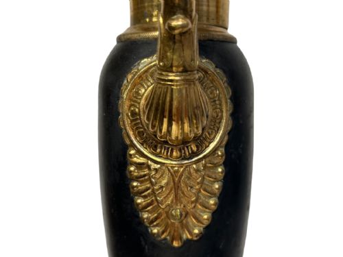 PAIR OF EMPIRE TOLE AND GILT BRASS OIL LAMP BASES - ADDITIONAL PHOTO 4