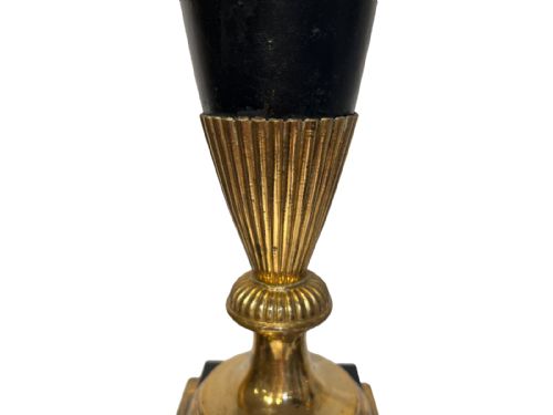 PAIR OF EMPIRE TOLE AND GILT BRASS OIL LAMP BASES - ADDITIONAL PHOTO 5