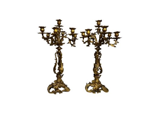 rococo ormolu 6 branch candelabra - CATEGORY: ANTIQUE LIGHTING - DATED 19TH CENTURY