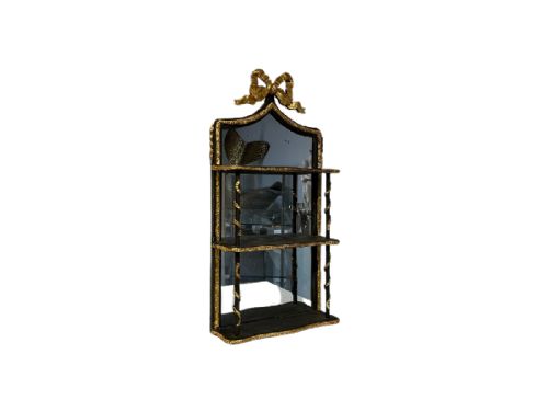 antique ebonised and gilt 3 tier shelf - CATEGORY: ANTIQUE FURNITURE - DATED 19TH CENTURY