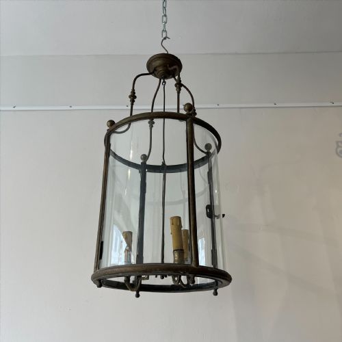 ANTIQUE BRASS HALL LANTERN - ADDITIONAL PHOTO 1