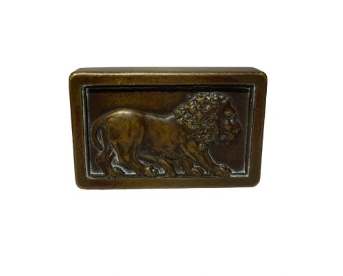 UNUSUAL 19TH CENTURY BRASS PAPERWEIGHT OF A LION - ADDITIONAL PHOTO 1