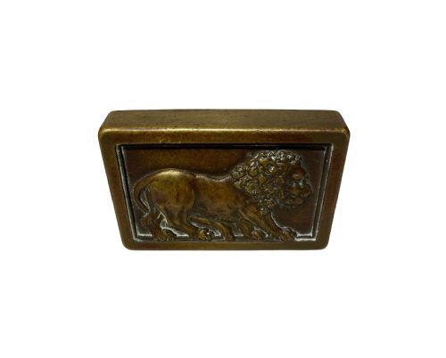 UNUSUAL 19TH CENTURY BRASS PAPERWEIGHT OF A LION - ADDITIONAL PHOTO 2
