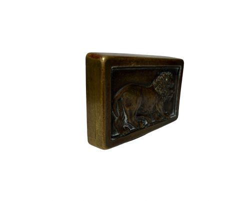 UNUSUAL 19TH CENTURY BRASS PAPERWEIGHT OF A LION - ADDITIONAL PHOTO 3