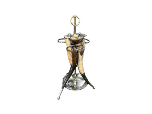 antique horn and brass stick stand - CATEGORY: ANTIQUE MISCELLANEOUS - DATED 1890
